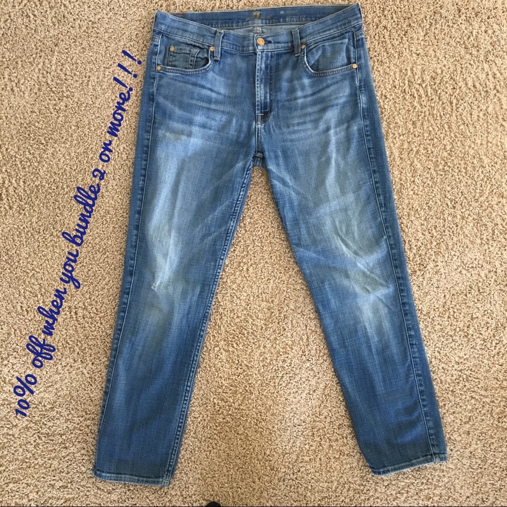7 For All Mankind Light Wash Relaxed Skinny Jeans
